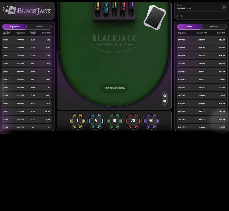 Una de las opciones para jugar al blackjack.