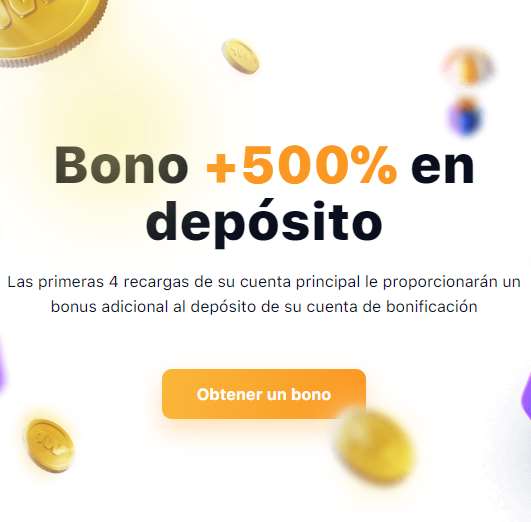 Bono de bienvenida del 500% para nuevos clientes